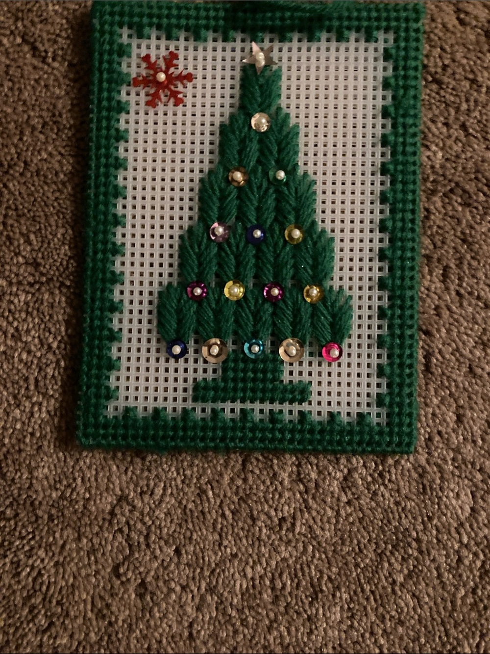 Green Embroidered Christmas Tree with Sequins - Home Holiday